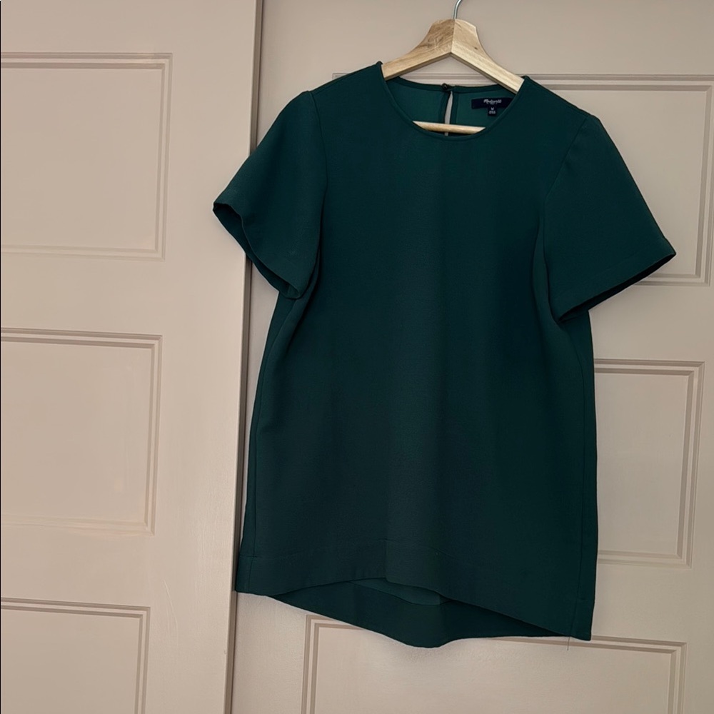 Madewell Green Cuffed Sleeve Boxy Blouse